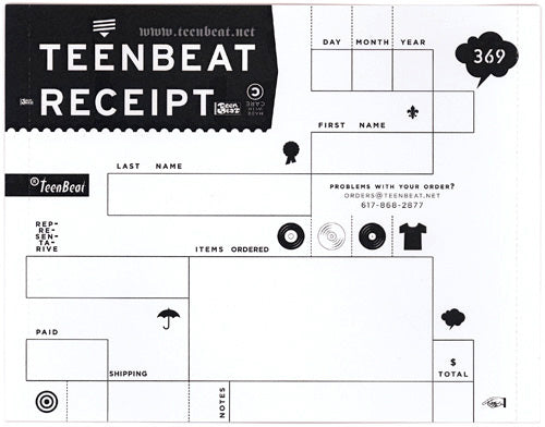 Teenbeat Mail Order Receipt Form